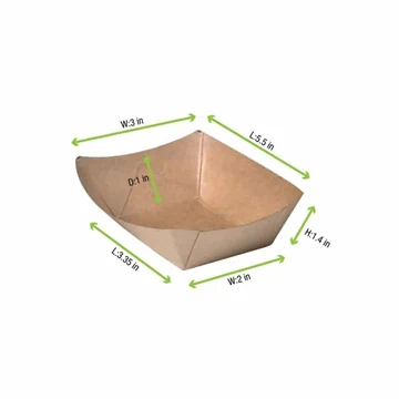 מגש סירה מקרטון – 220 מ"ל – 140X100X30 מ"מ (1,000 יחידות בארגז)- EAT2 / פריט מספר 1288